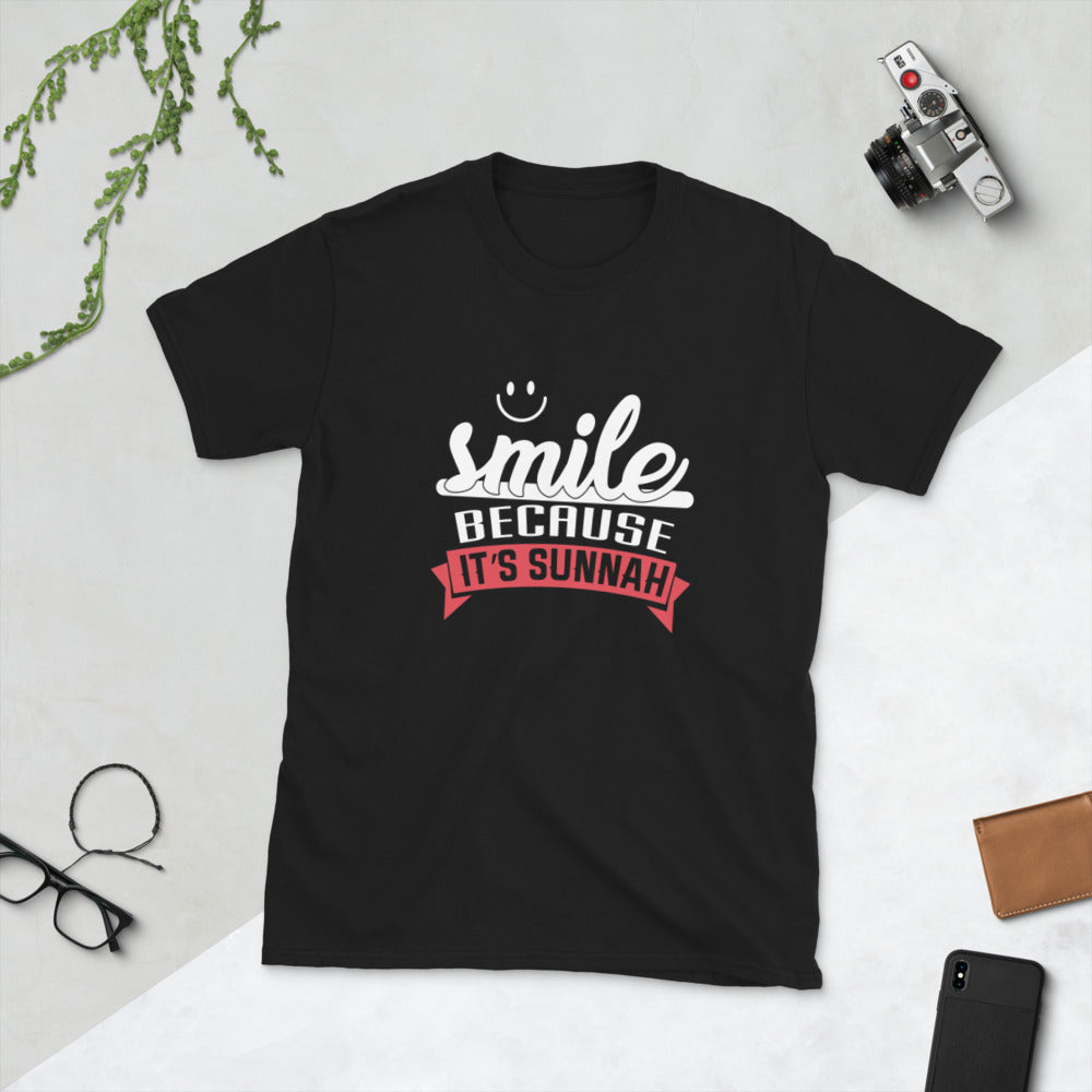 Smile Because its Sunnah Short-Sleeve Islamic T-Shirt - 100% cotton